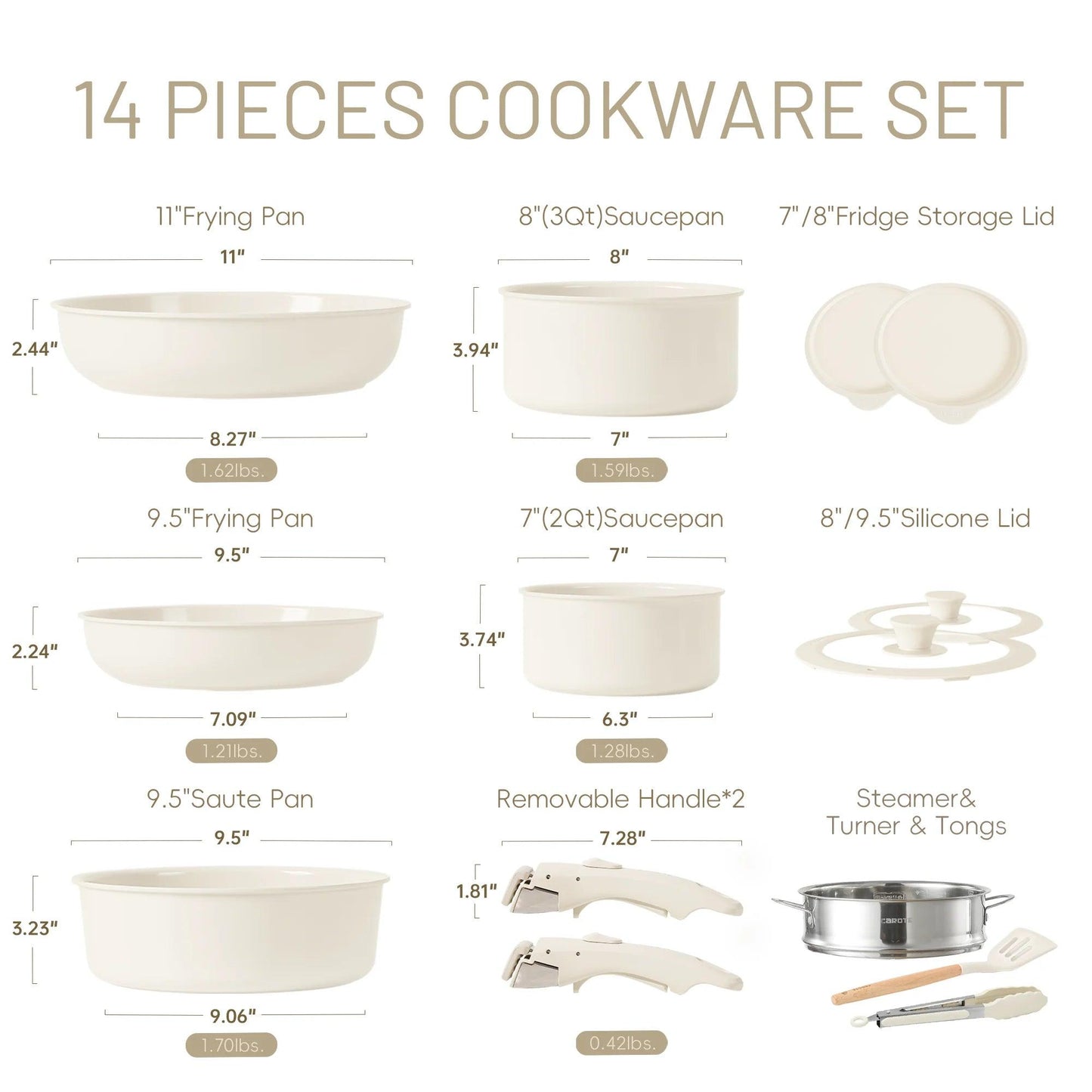 Ceramic Cookware Set with Detachable Handle 14-Piece - District Goods
