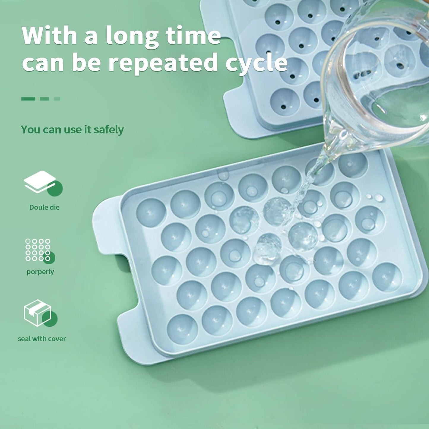 Round Ice Cube Tray Set with Lid, Bin, and Scoop - District Goods