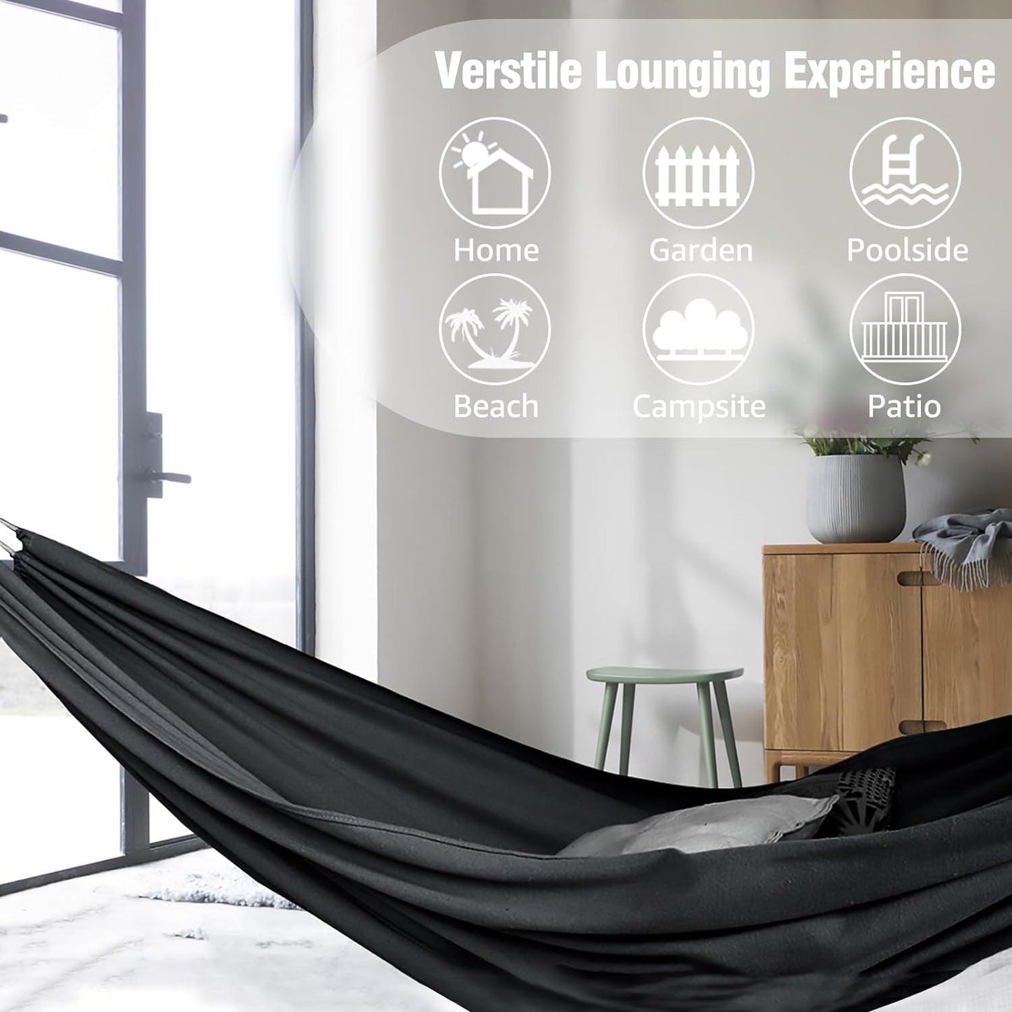 Portable Garden Cotton Hammock with Tree Straps - District Goods