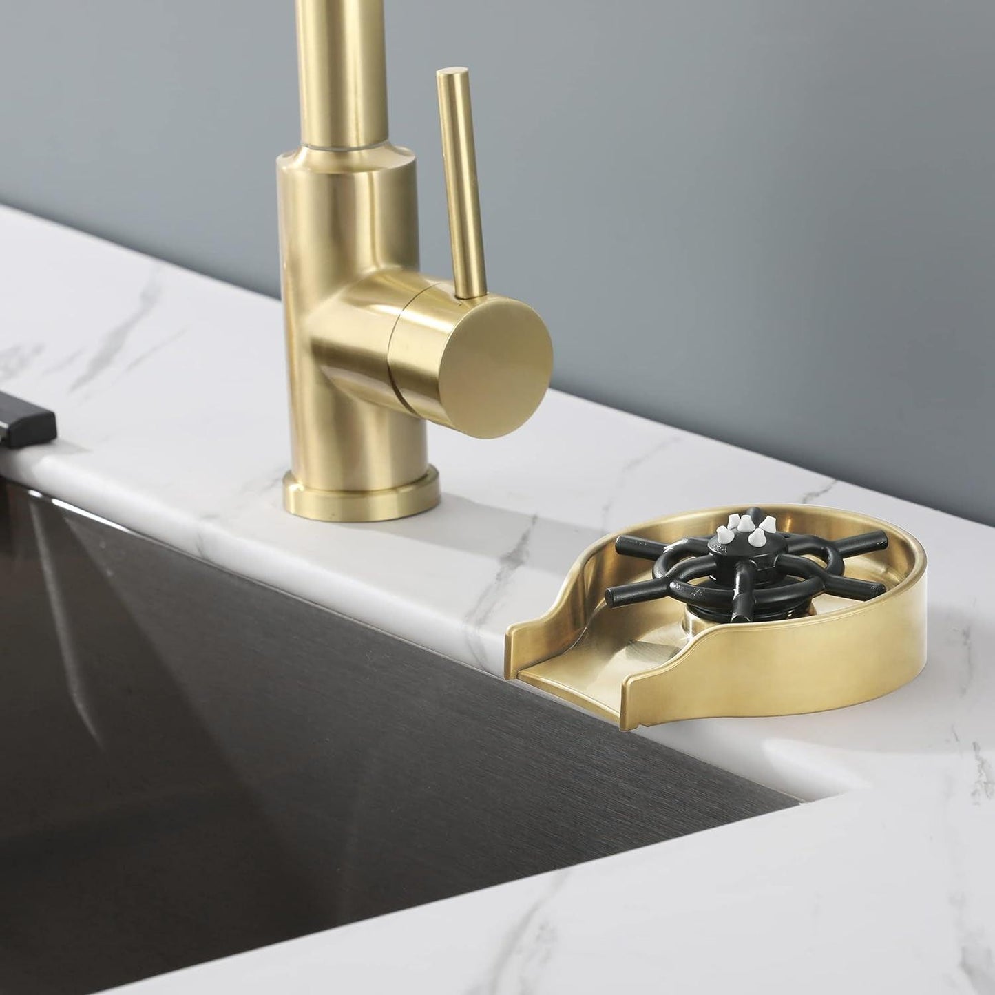 Brushed Gold Glass Rinser for Kitchen Sink - District Goods
