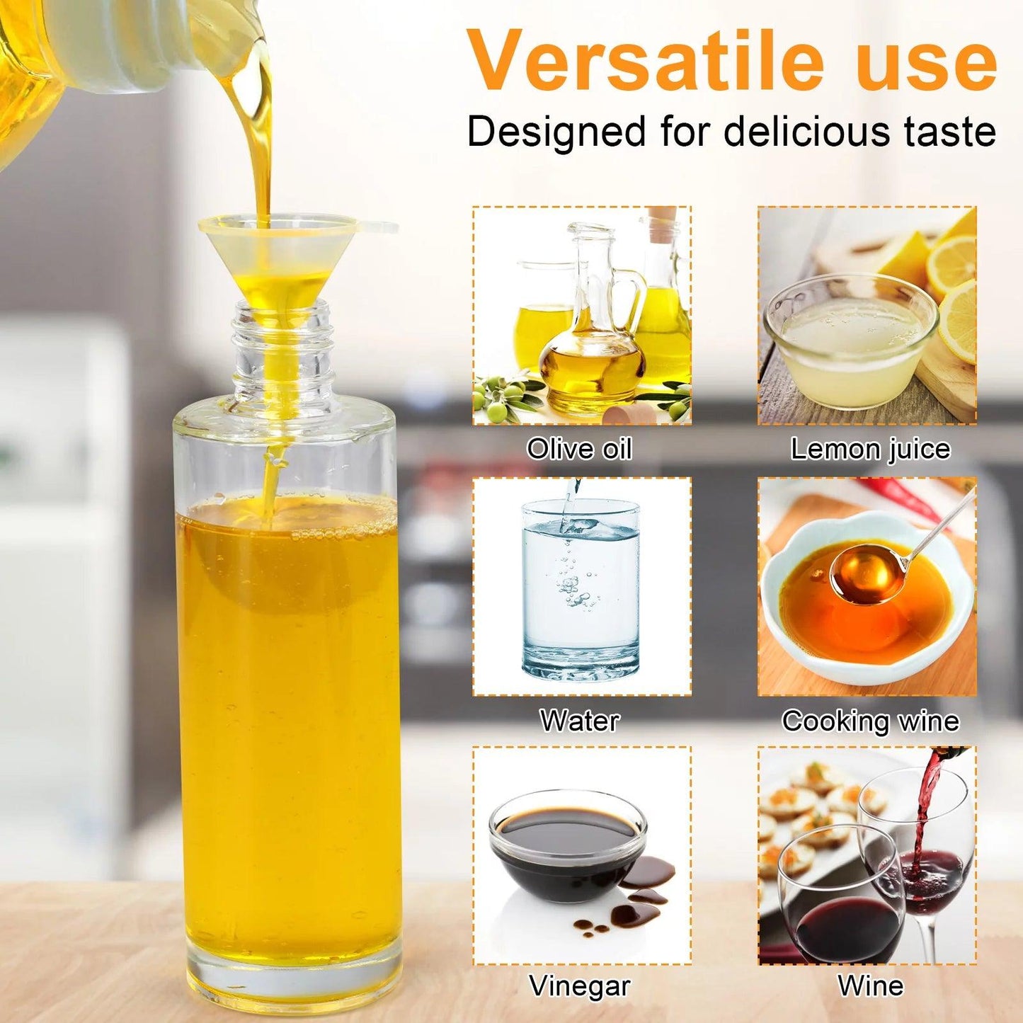 Glass Olive Oil Sprayer with Baking Brush, Bottle Brush, and Oil Funnel - District Goods