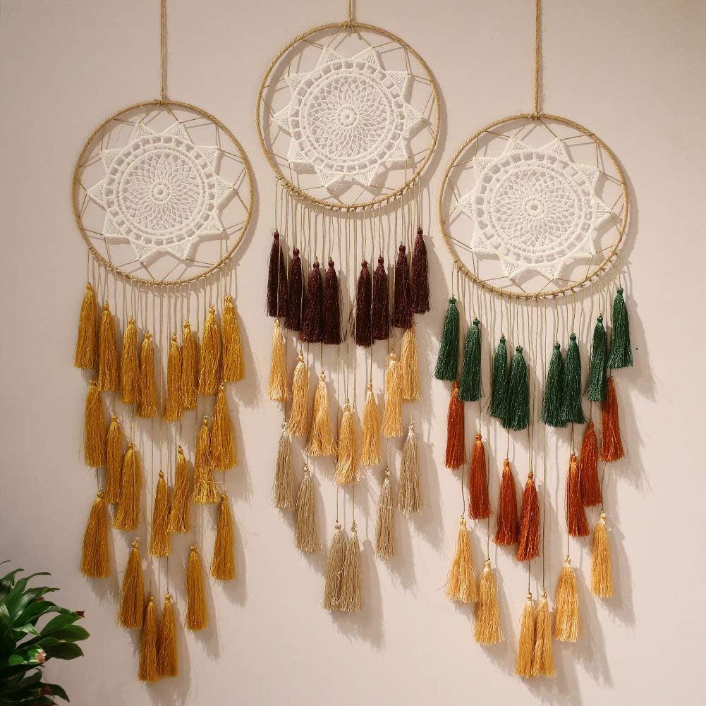 Handmade Macrame Dream Catcher Wall Hanging with Tassel Feather Ornament - District Goods