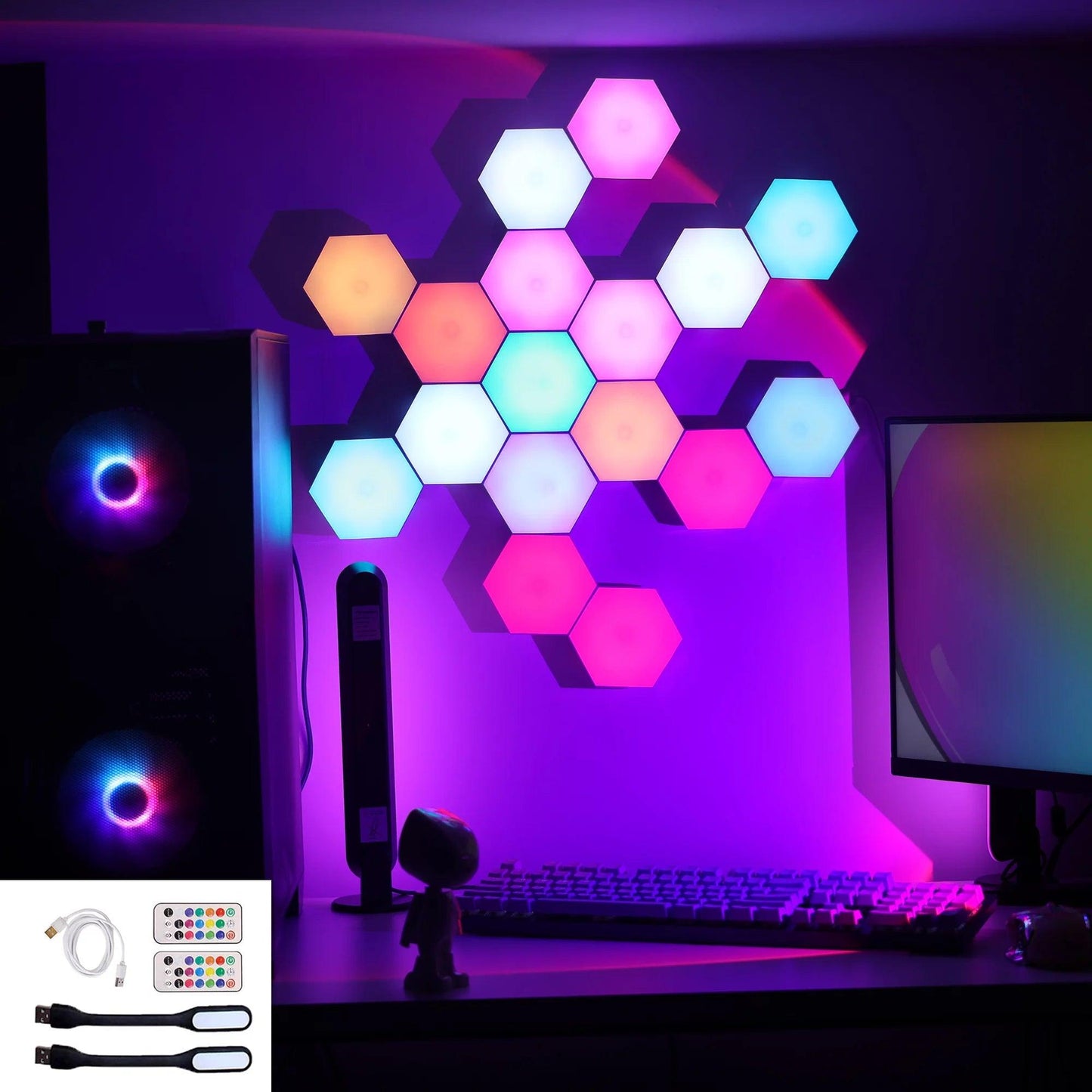 RGB LED Hexagon Wall Lights with Remote Control - District Goods
