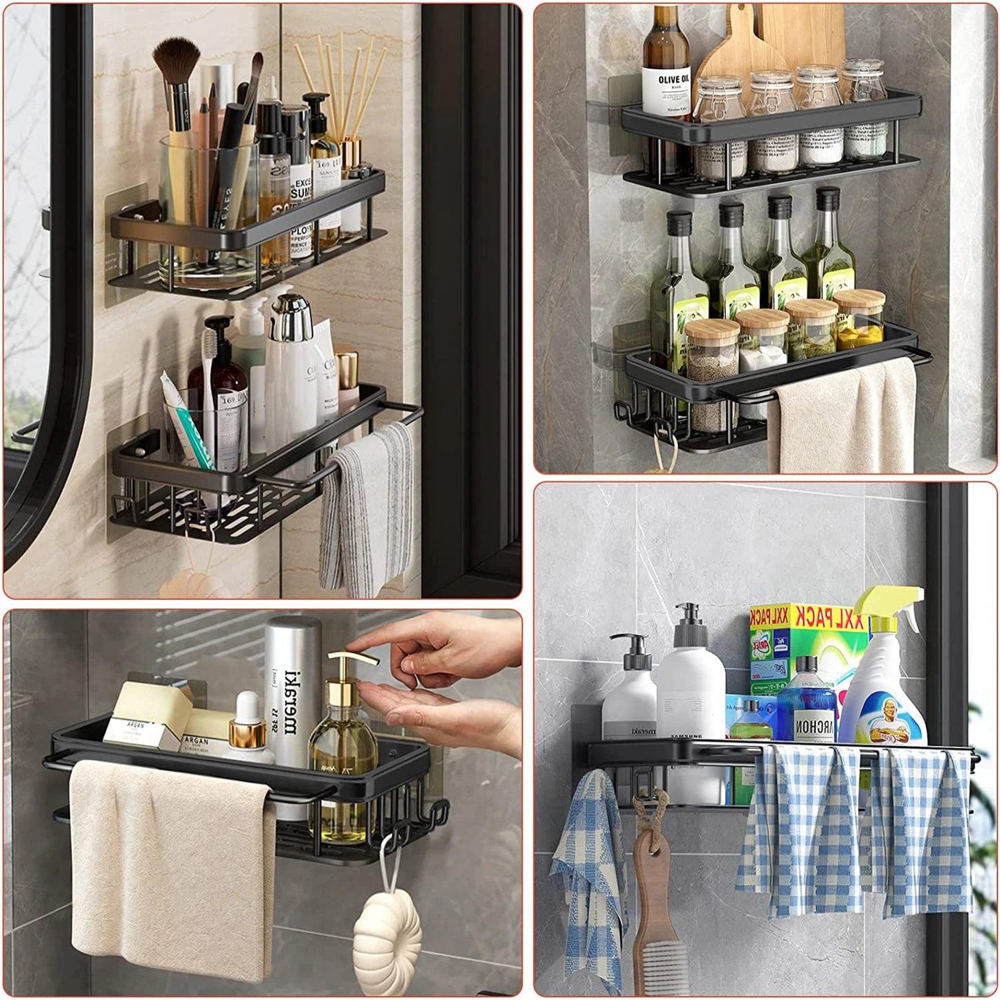 Aluminum Alloy Bathroom Shelf with No Drill Installation - District Goods
