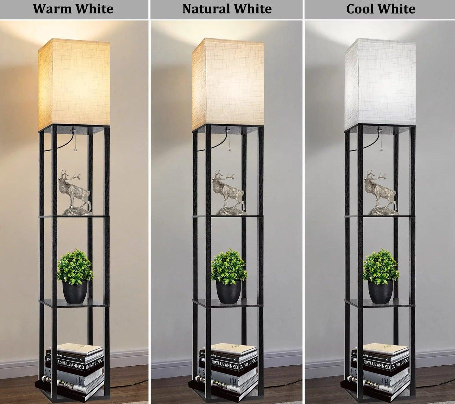 Modern Wood Shelf Floor Lamp with Shelves - District Goods