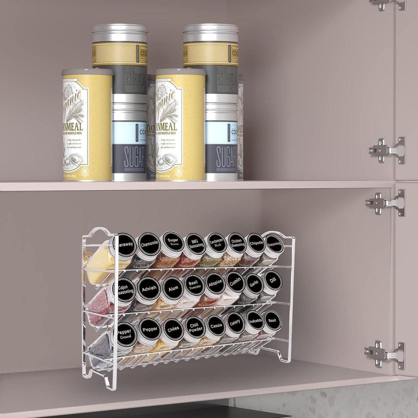 Spice Rack Organizer Set with 24 Glass Spice Jars - District Goods