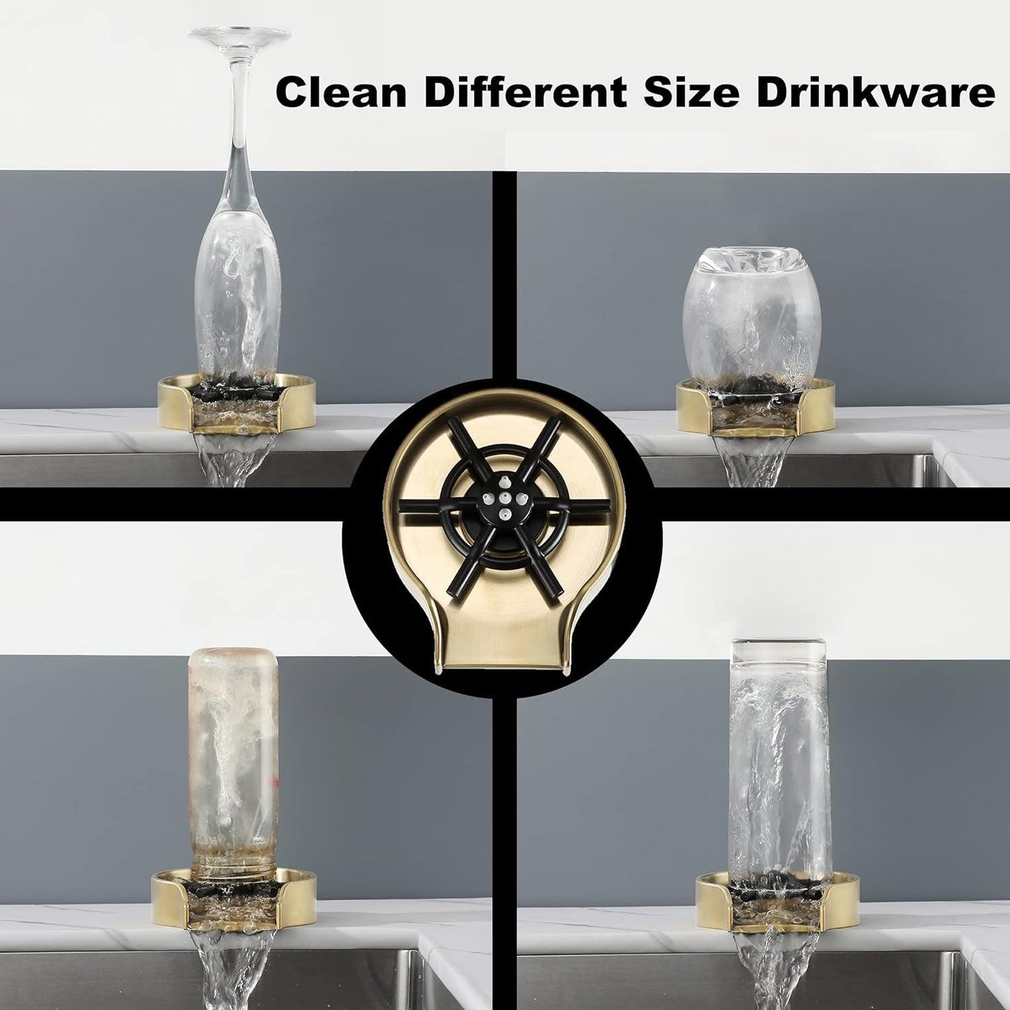 Brushed Gold Glass Rinser for Kitchen Sink - District Goods