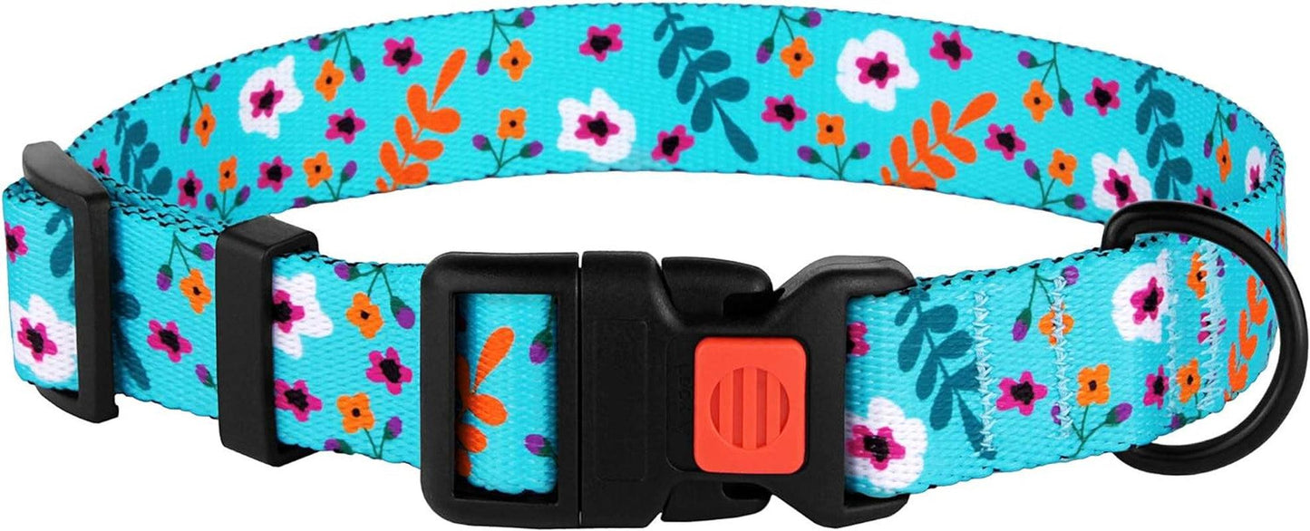 Adjustable Floral Nylon Dog Collar with Flower Print - District Goods