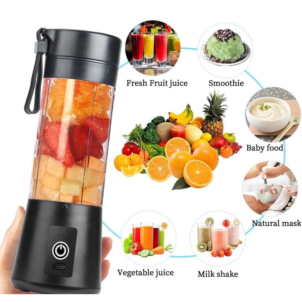 Portable USB Electric Juicer Blender Cup with Six Blades - 380ml - District Goods