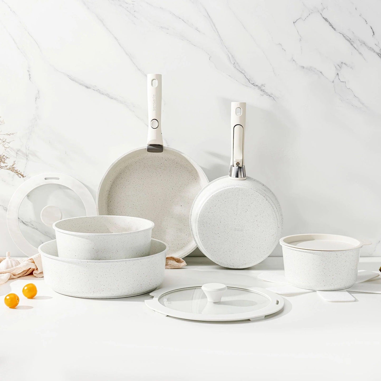 Nonstick Induction Cookware Set with Detachable Handles 14-Piece - District Goods