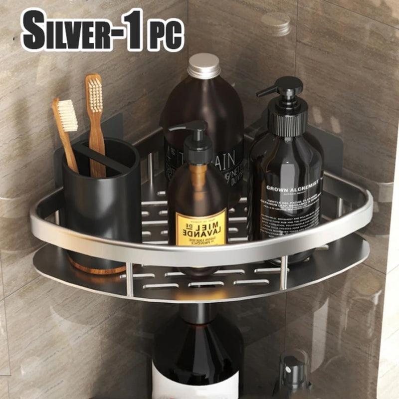 Aluminum Alloy Bathroom Shelf with No Drill Installation - District Goods