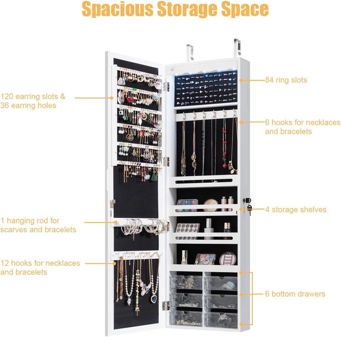 Wall-Mounted Jewelry Cabinet Armoire with Full-Length Mirror - District Goods