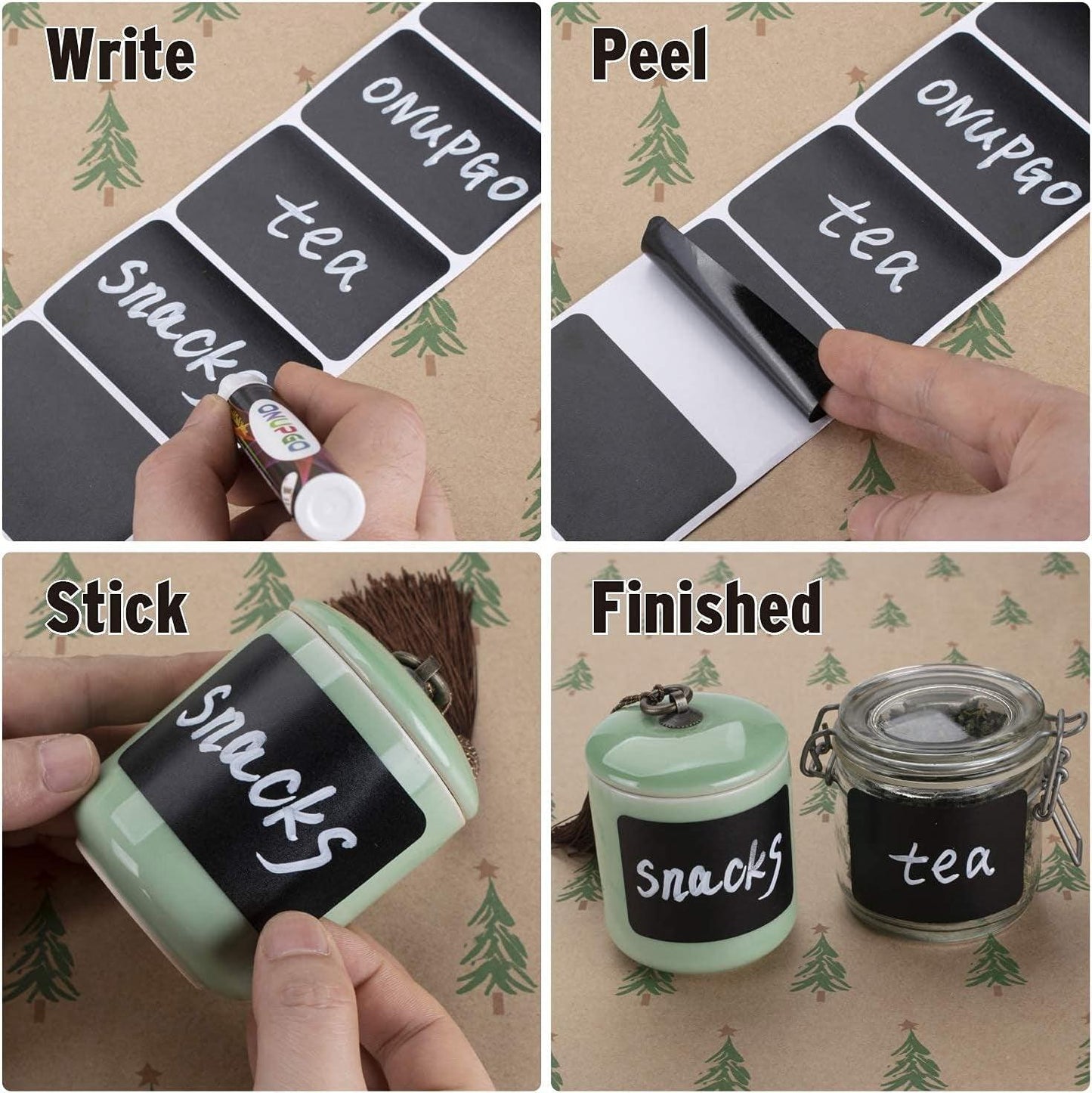 180-Piece Waterproof Reusable Chalkboard Labels Set with Liquid Chalk Marker - District Goods