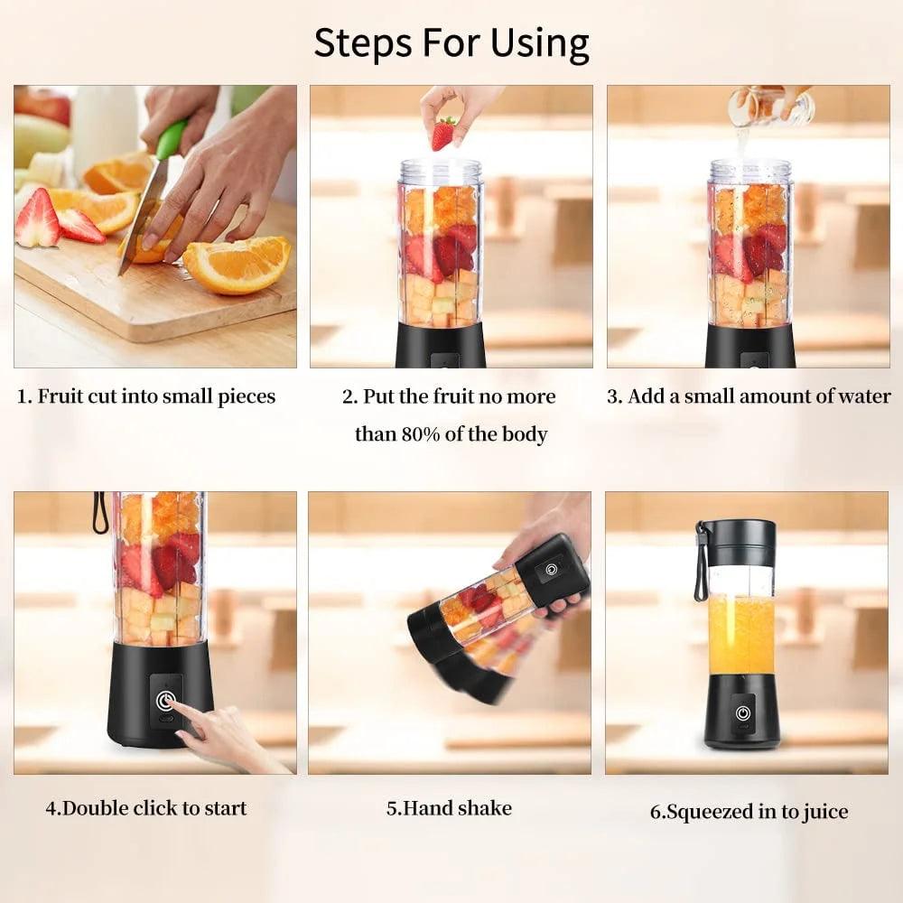 Portable USB Electric Juicer Blender Cup with Six Blades - 380ml - District Goods