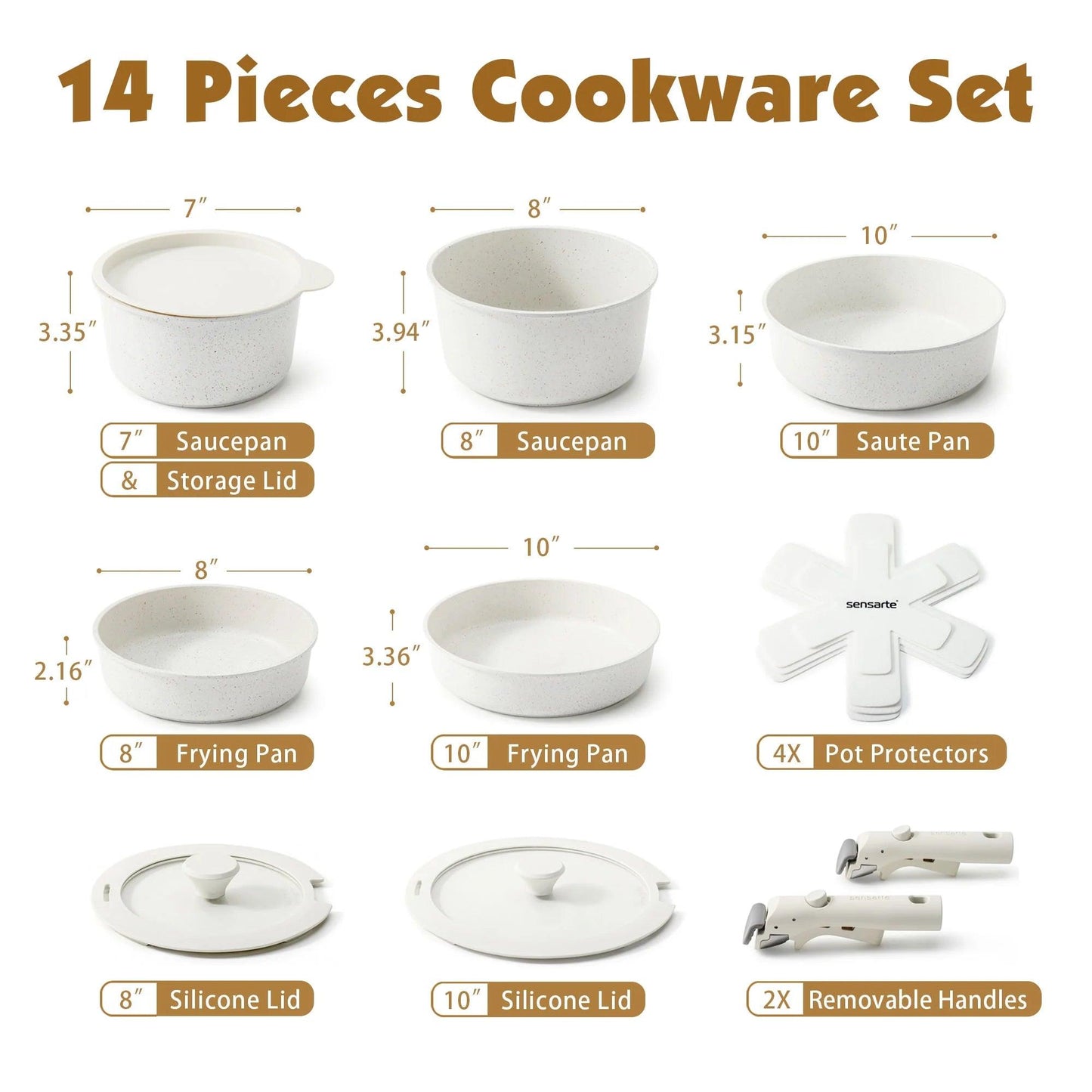Nonstick Induction Cookware Set with Detachable Handles 14-Piece - District Goods