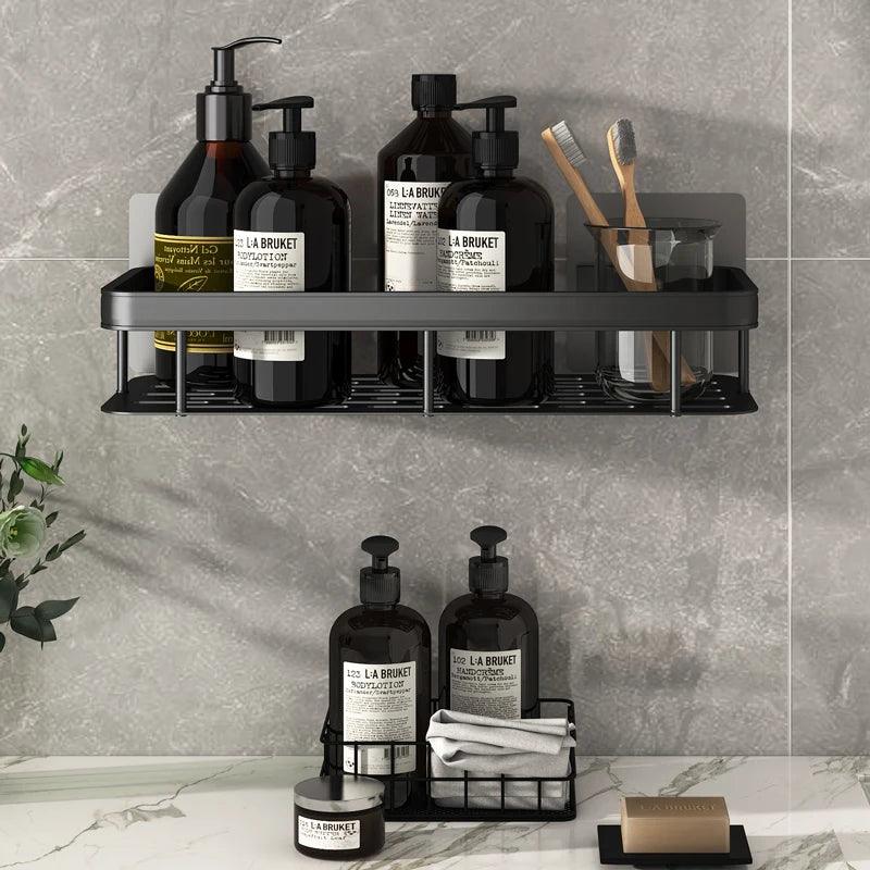 Aluminum Alloy Bathroom Shelf with No Drill Installation - District Goods