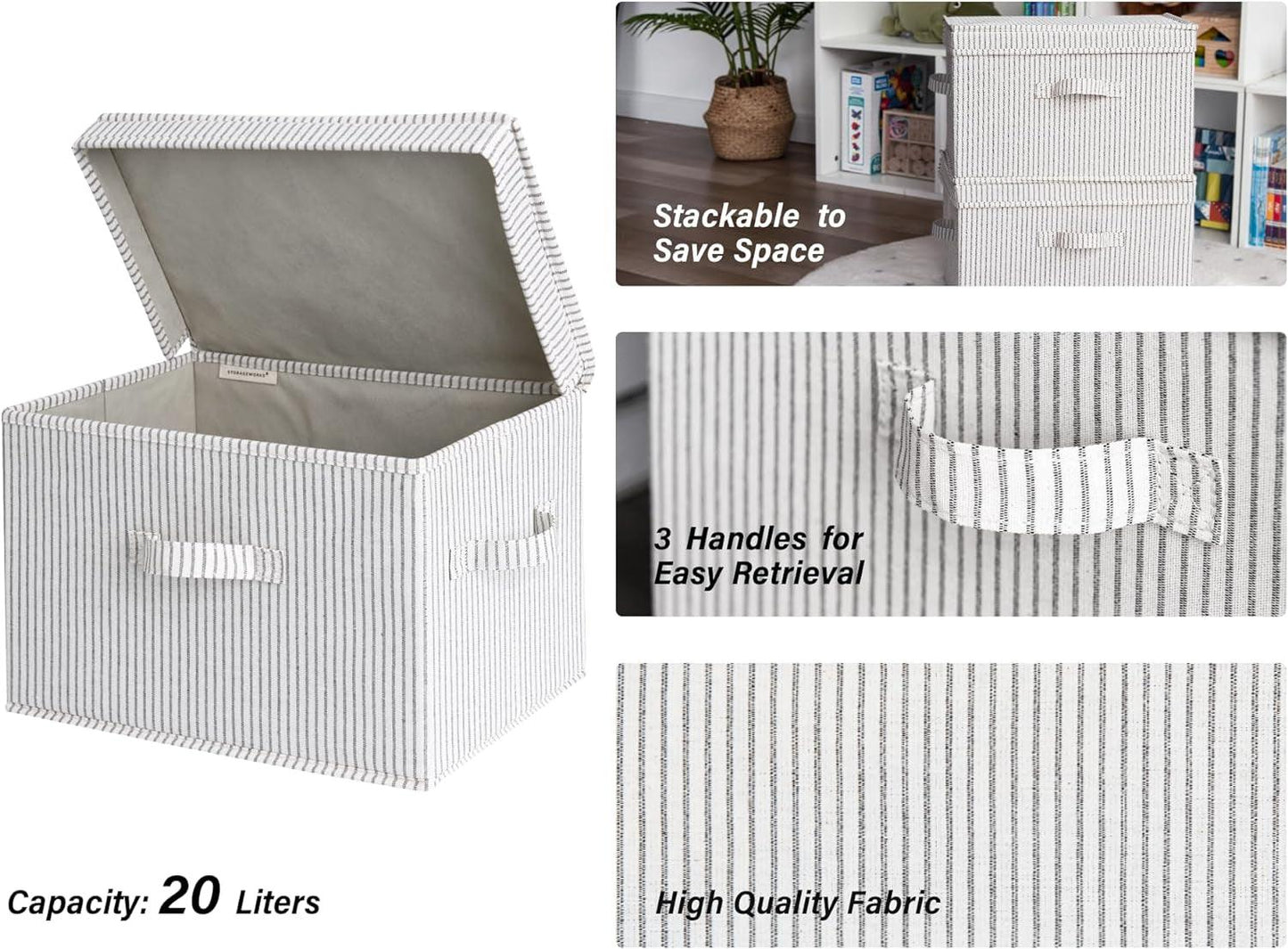 Large Decorative Storage Boxes with Lid and Handles - District Goods