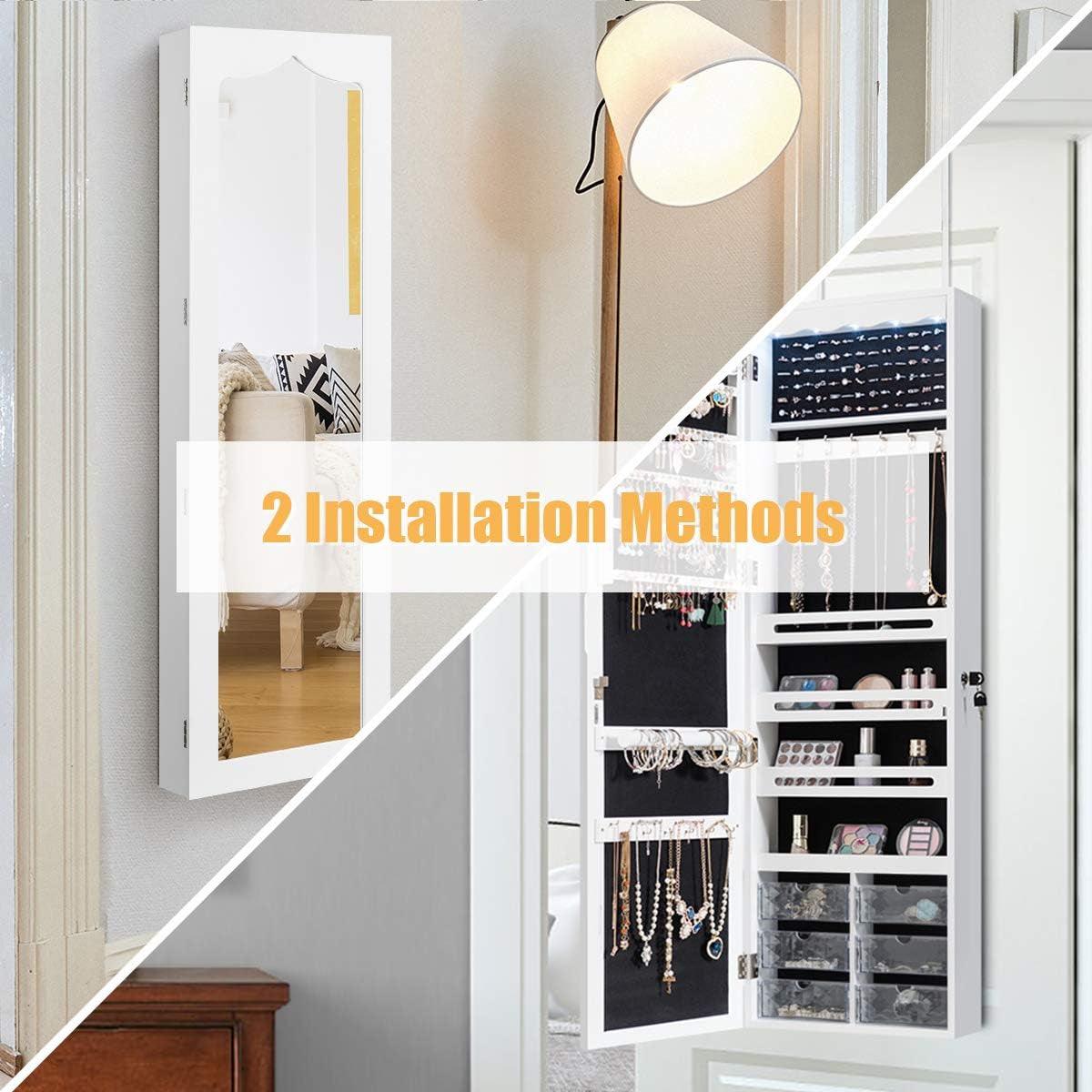 Wall-Mounted Jewelry Cabinet Armoire with Full-Length Mirror - District Goods