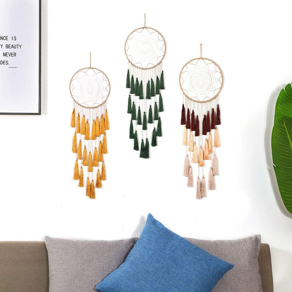 Handmade Macrame Dream Catcher Wall Hanging with Tassel Feather Ornament - District Goods