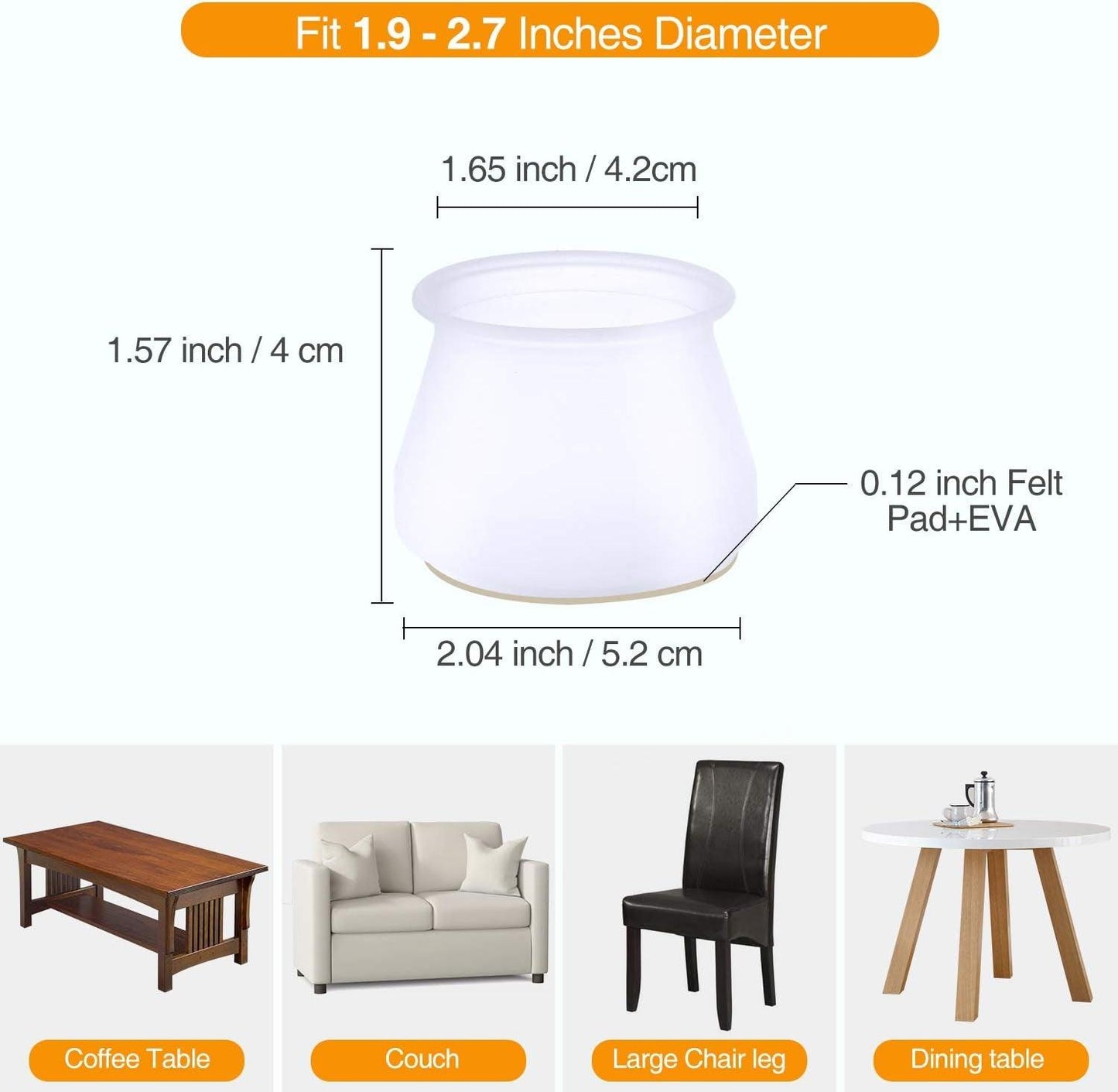 Large Silicone Chair Leg Floor Protectors - Set of 16 - District Goods