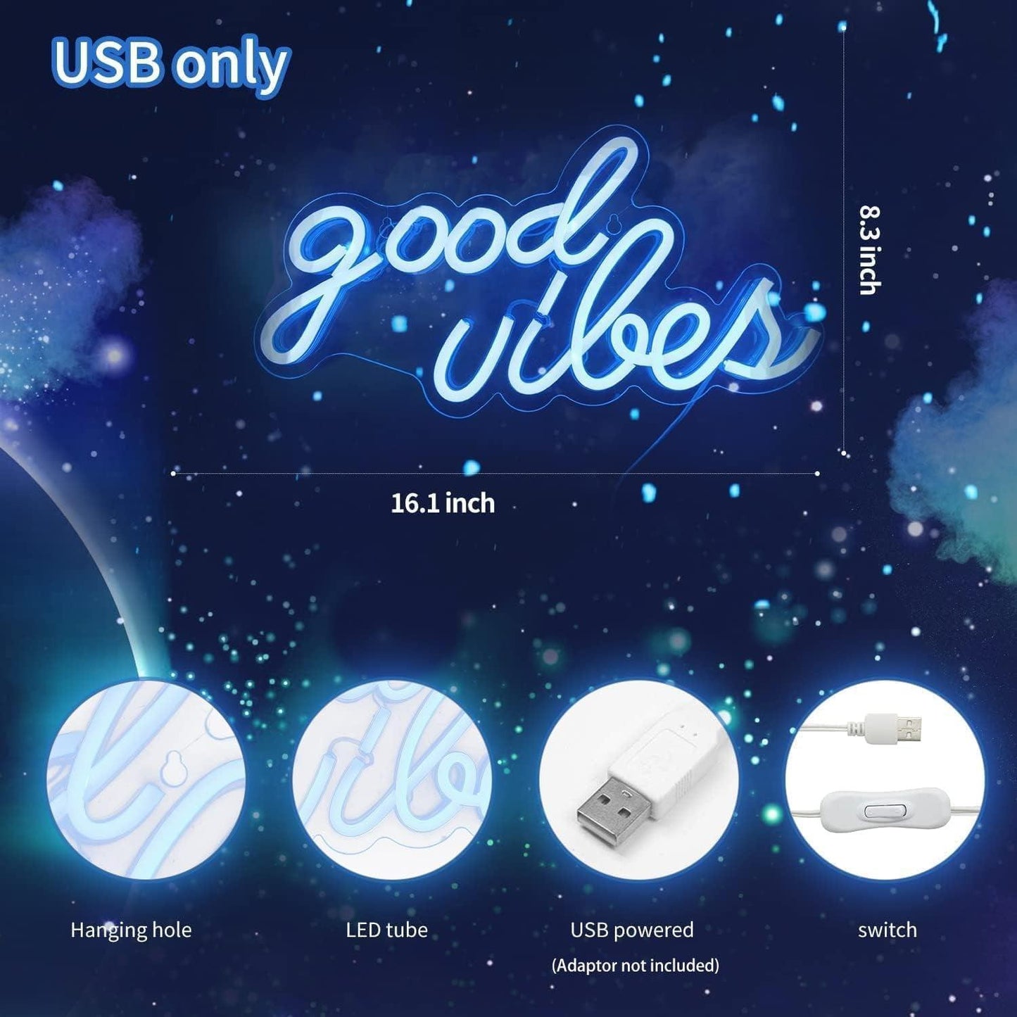 Good Vibes Neon Wall Sign - District Goods