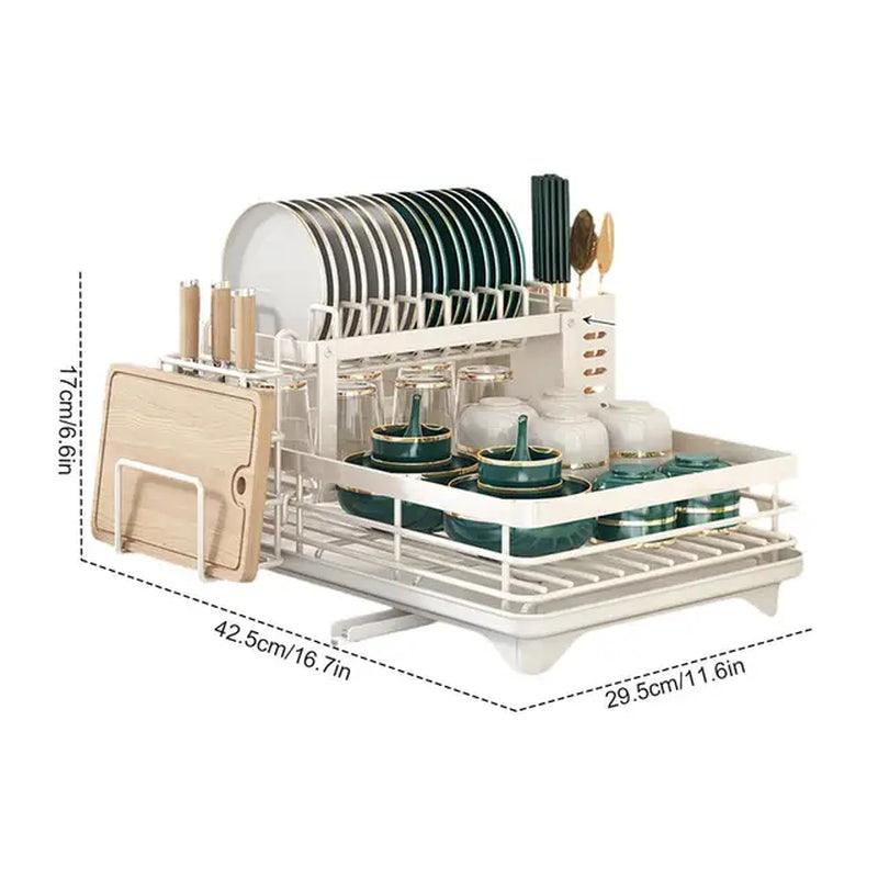 Kitchen Dish Drying Rack with Drain Basket and Drainboard - District Goods