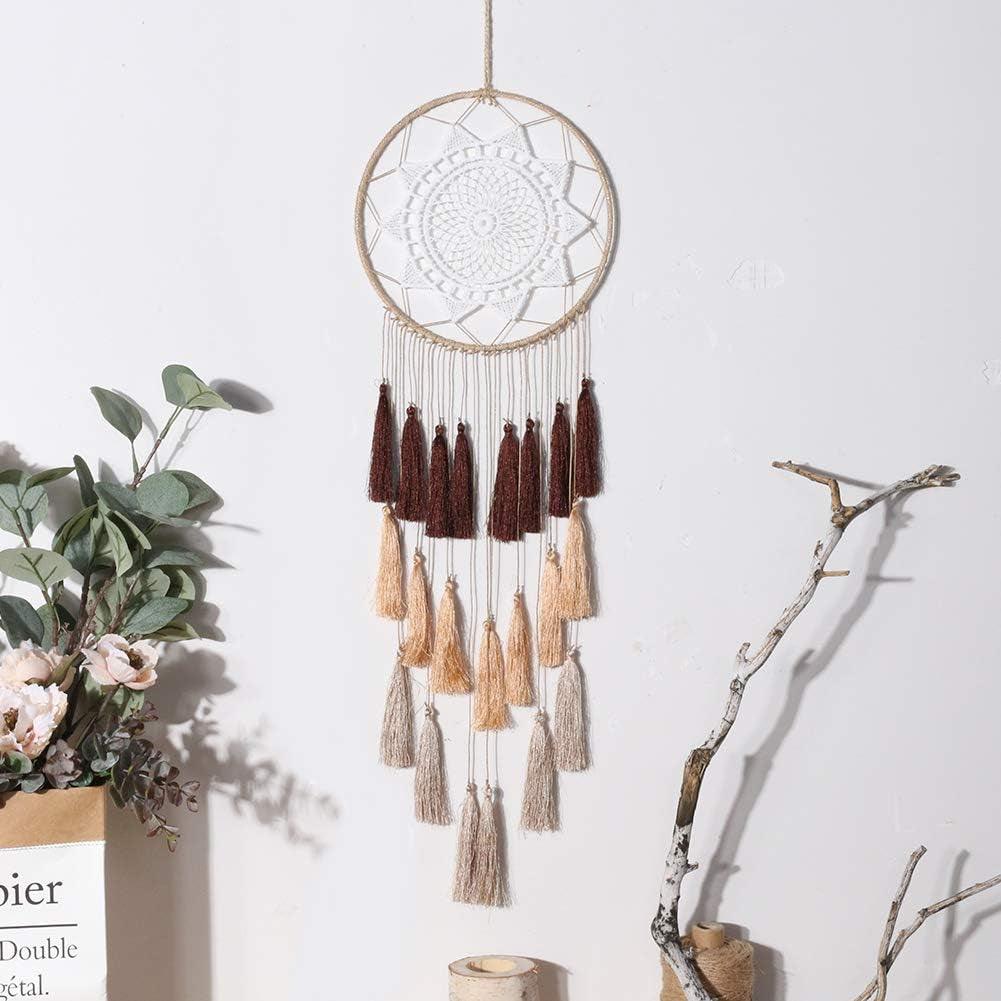 Handmade Macrame Dream Catcher Wall Hanging with Tassel Feather Ornament - District Goods