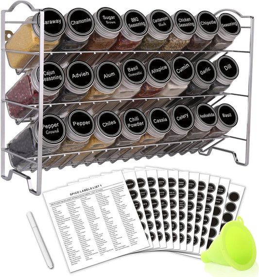 Spice Rack Organizer Set with 24 Glass Spice Jars - District Goods