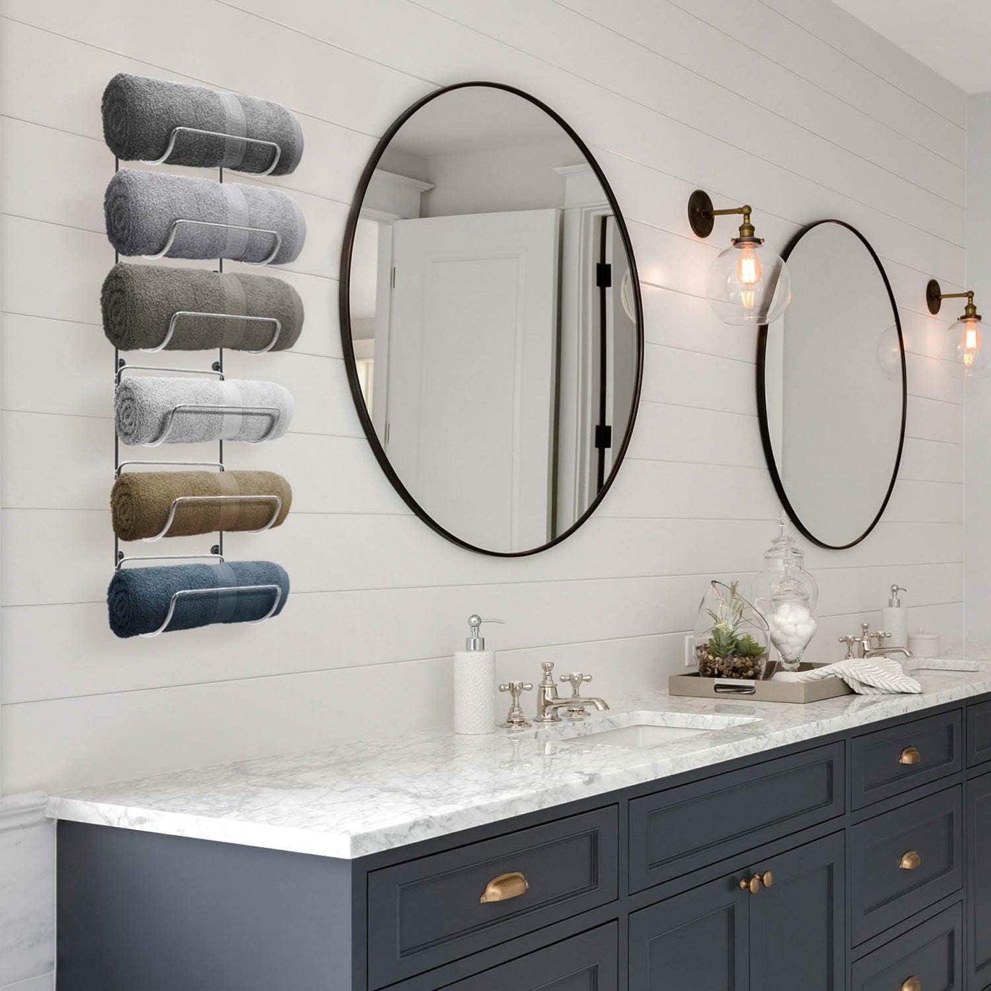 Wall Mount Towel Rack with 6 Compartments - District Goods