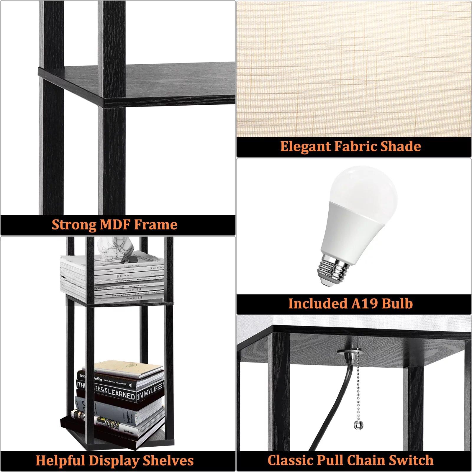 Modern Wood Shelf Floor Lamp with Shelves - District Goods