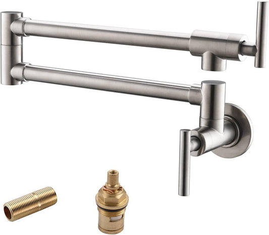 Wall Mount Brass Pot Filler Faucet with Double Joint Swing Arms - District Goods