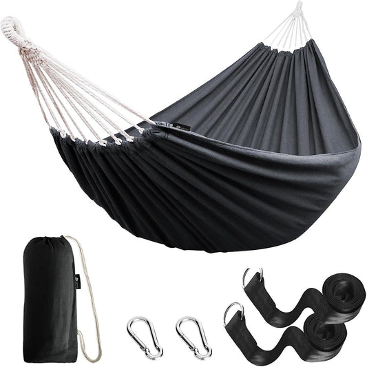 Portable Garden Cotton Hammock with Tree Straps - District Goods