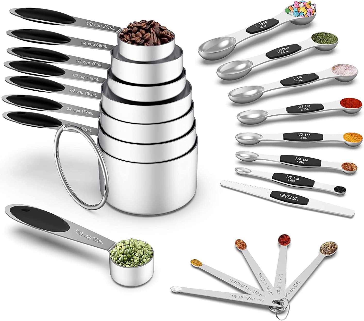 21-Piece Stainless Steel Measuring Cups and Magnetic Measuring Spoons - District Goods