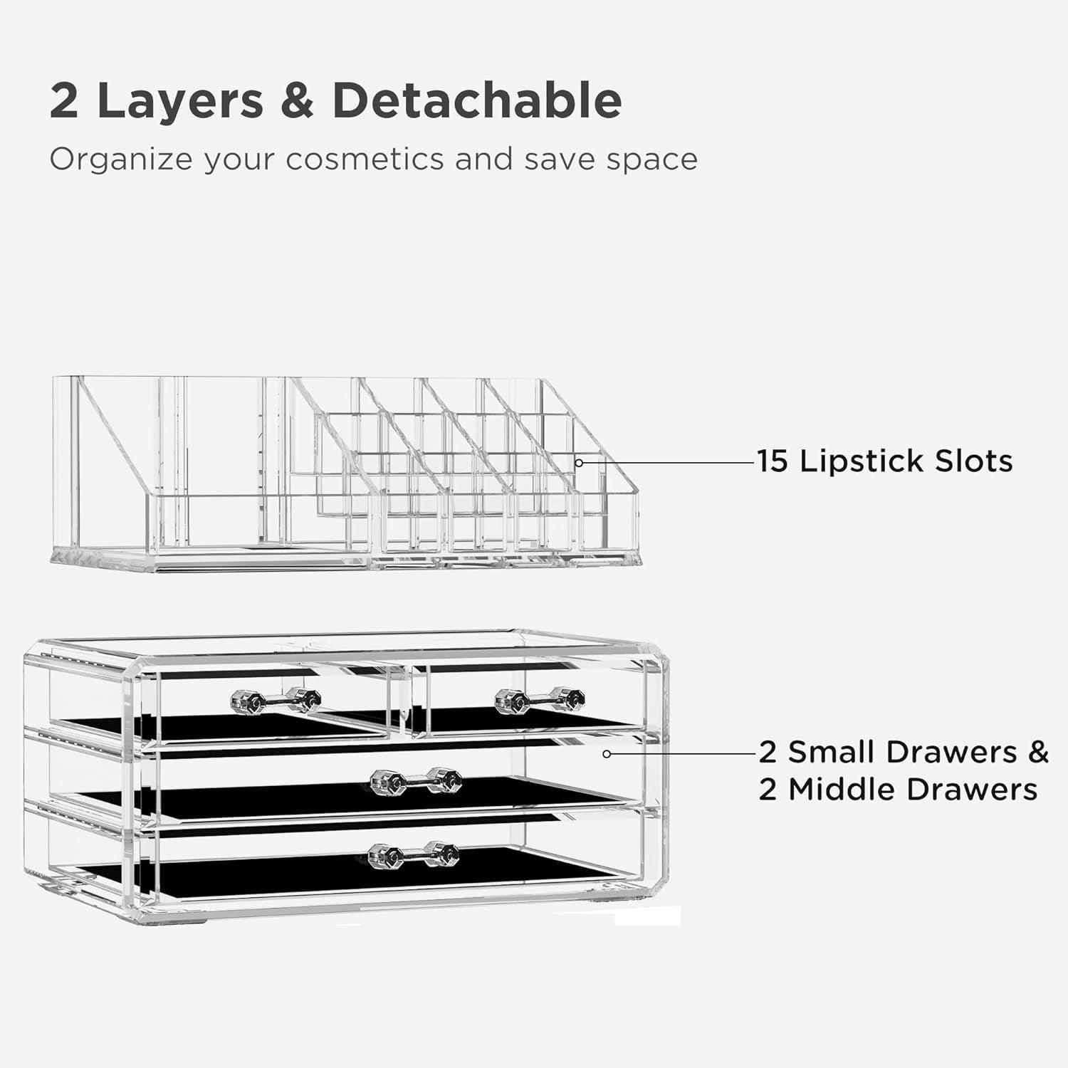 Clear Acrylic Makeup Storage Organizer with 4 Drawers - District Goods