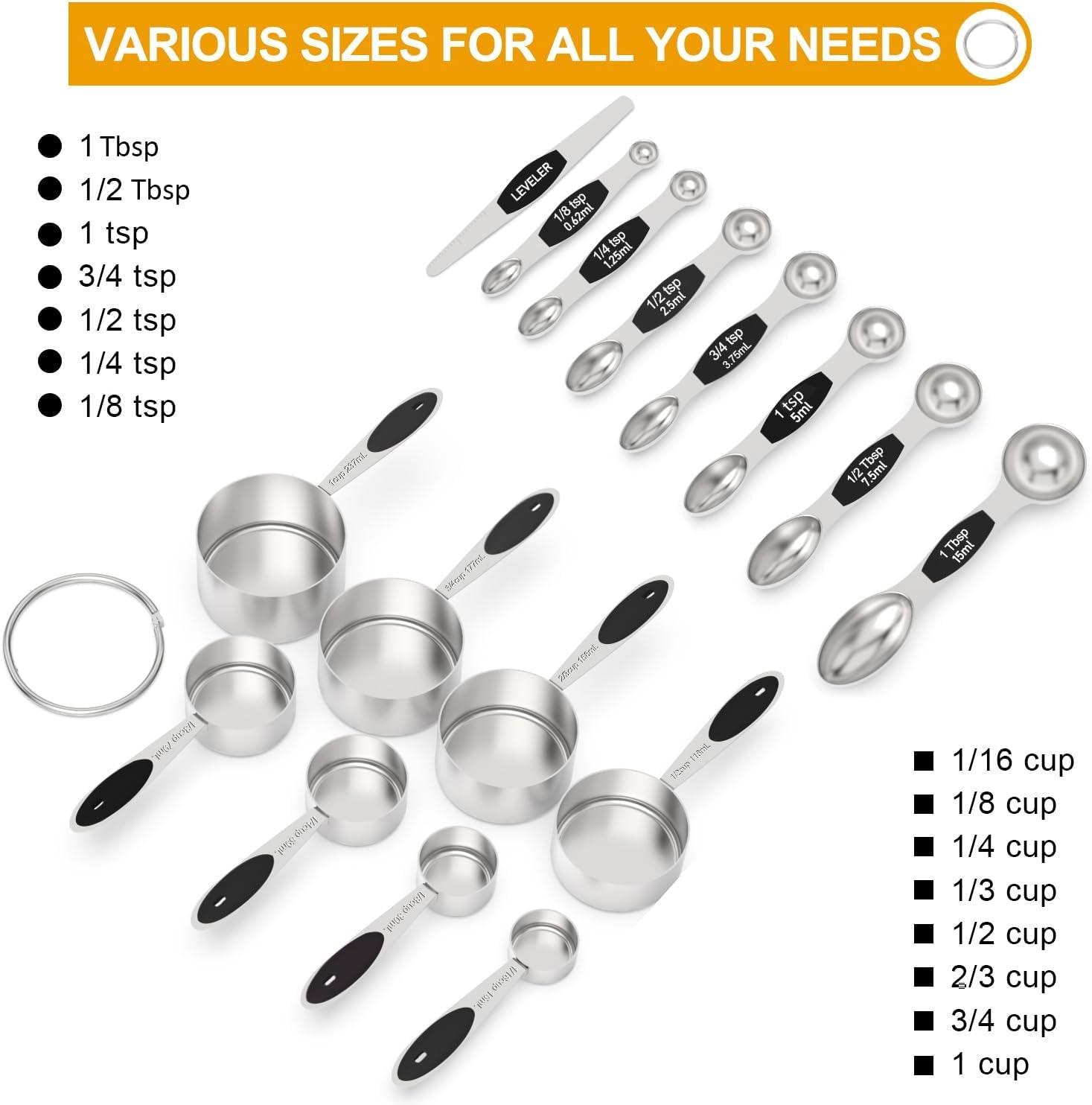21-Piece Stainless Steel Measuring Cups and Magnetic Measuring Spoons - District Goods