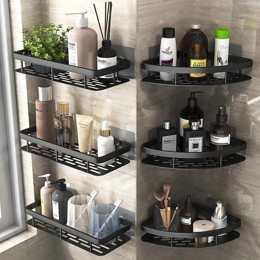 Aluminum Alloy Bathroom Shelf with No Drill Installation - District Goods