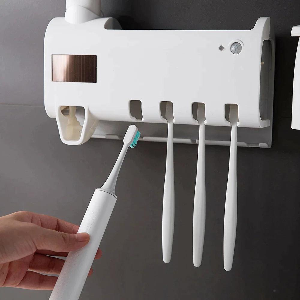 UV Light Sterilizer Toothbrush Holder Cleaner & Automatic Toothpaste Dispenser - District Goods