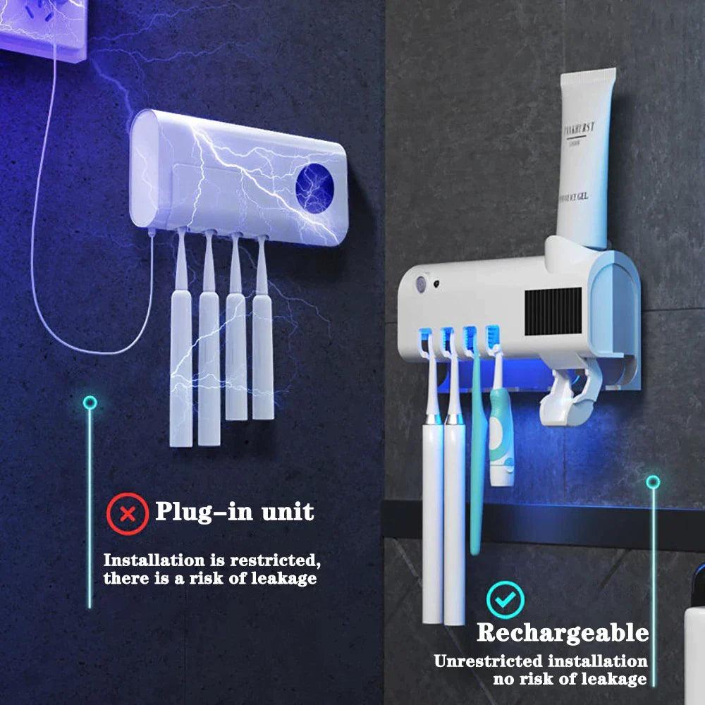 UV Light Sterilizer Toothbrush Holder Cleaner & Automatic Toothpaste Dispenser - District Goods