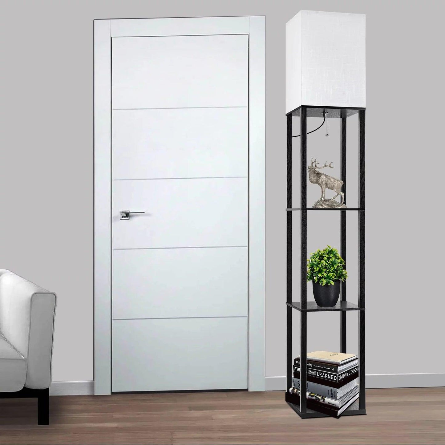 Modern Wood Shelf Floor Lamp with Shelves - District Goods