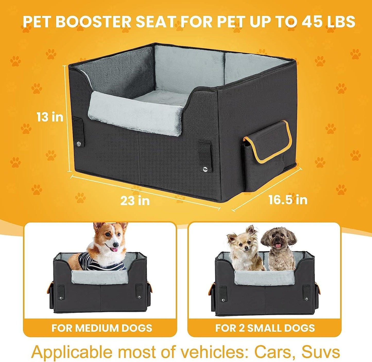 Pet Car Booster Seat for Small Dogs and Cats with Adjustable Strap - District Goods