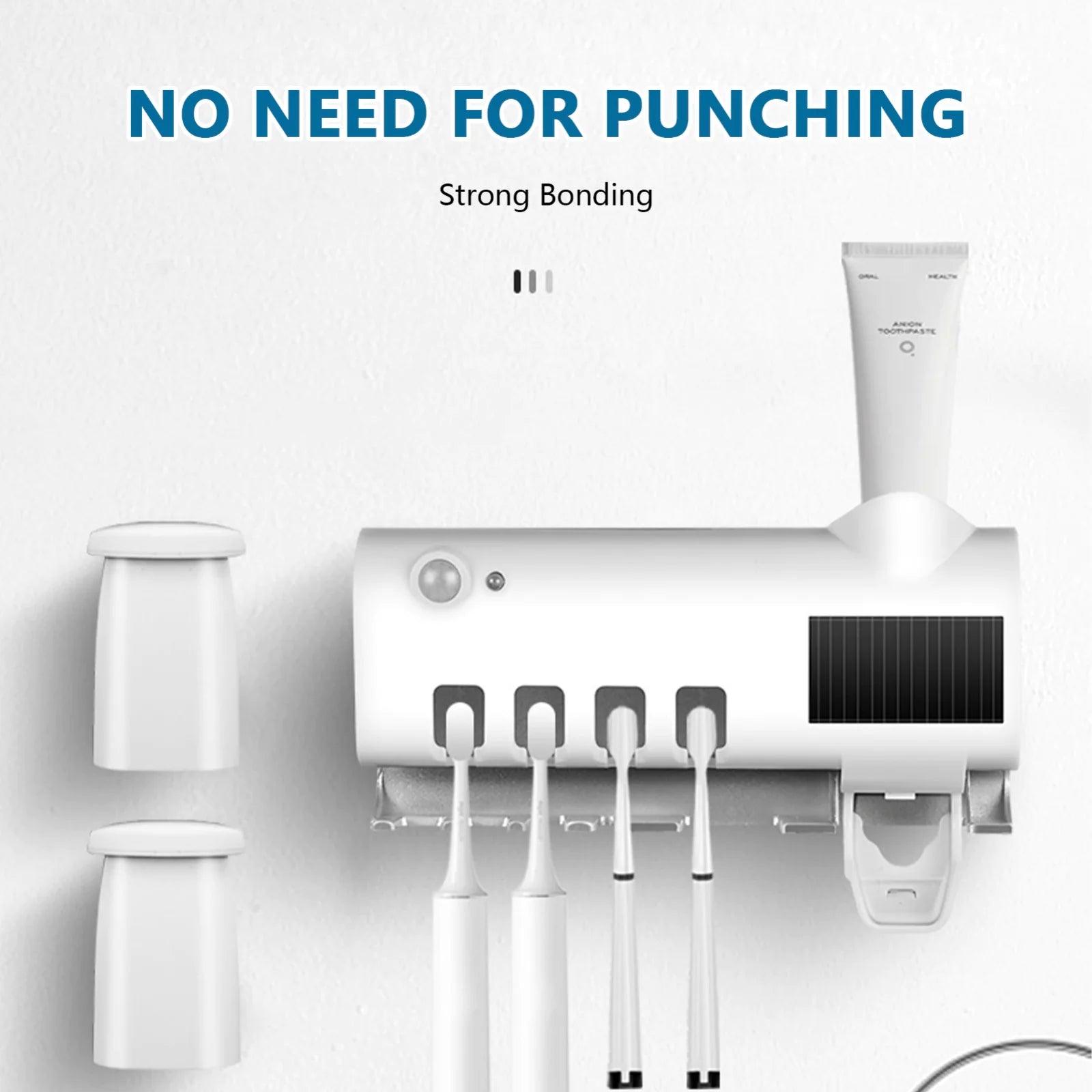 UV Light Sterilizer Toothbrush Holder Cleaner & Automatic Toothpaste Dispenser - District Goods