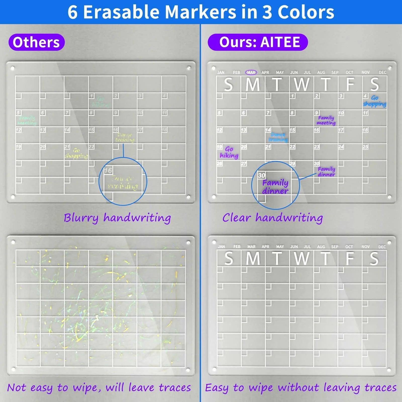 Acrylic Magnetic Dry Erase Calendar Board for Refrigerator - 16" x 12" - District Goods