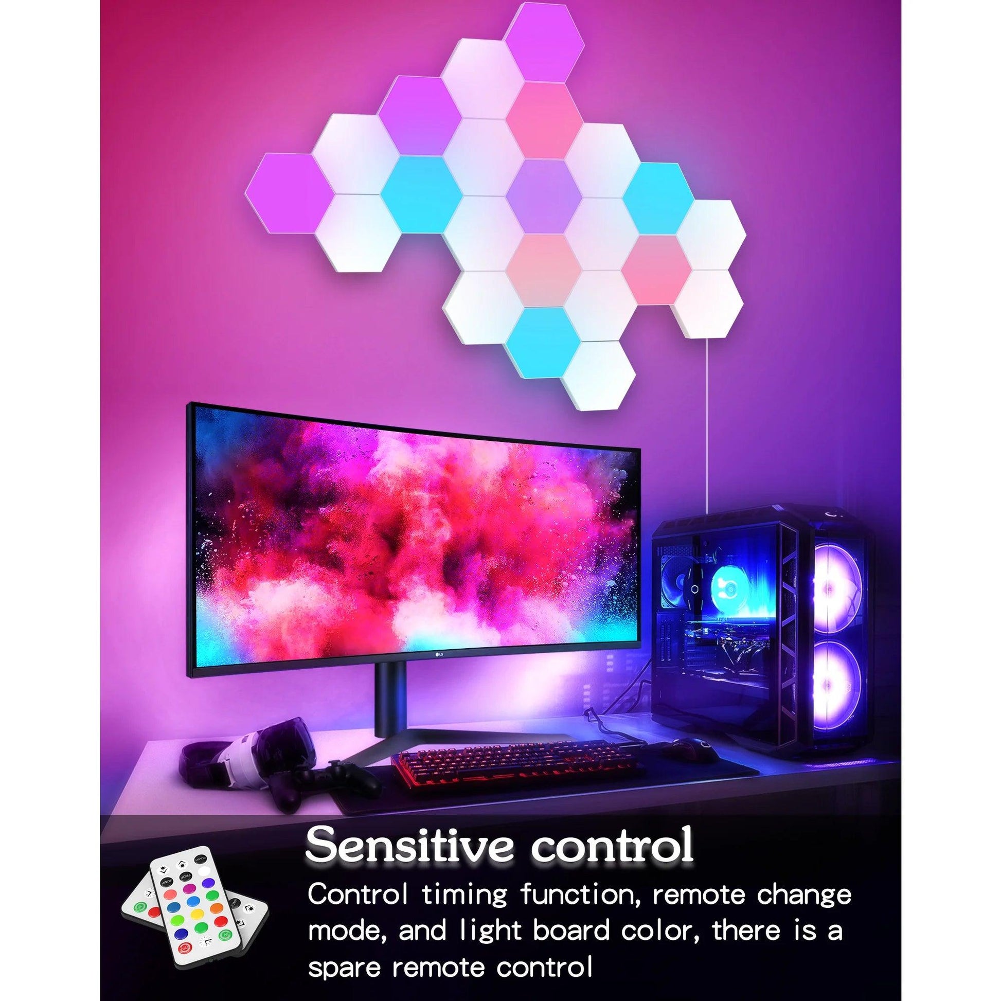 RGB LED Hexagon Wall Lights with Remote Control - District Goods