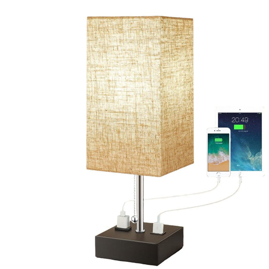 Modern Oatmeal Table Lamp with USB Port - District Goods