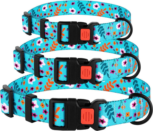 Adjustable Floral Nylon Dog Collar with Flower Print - District Goods