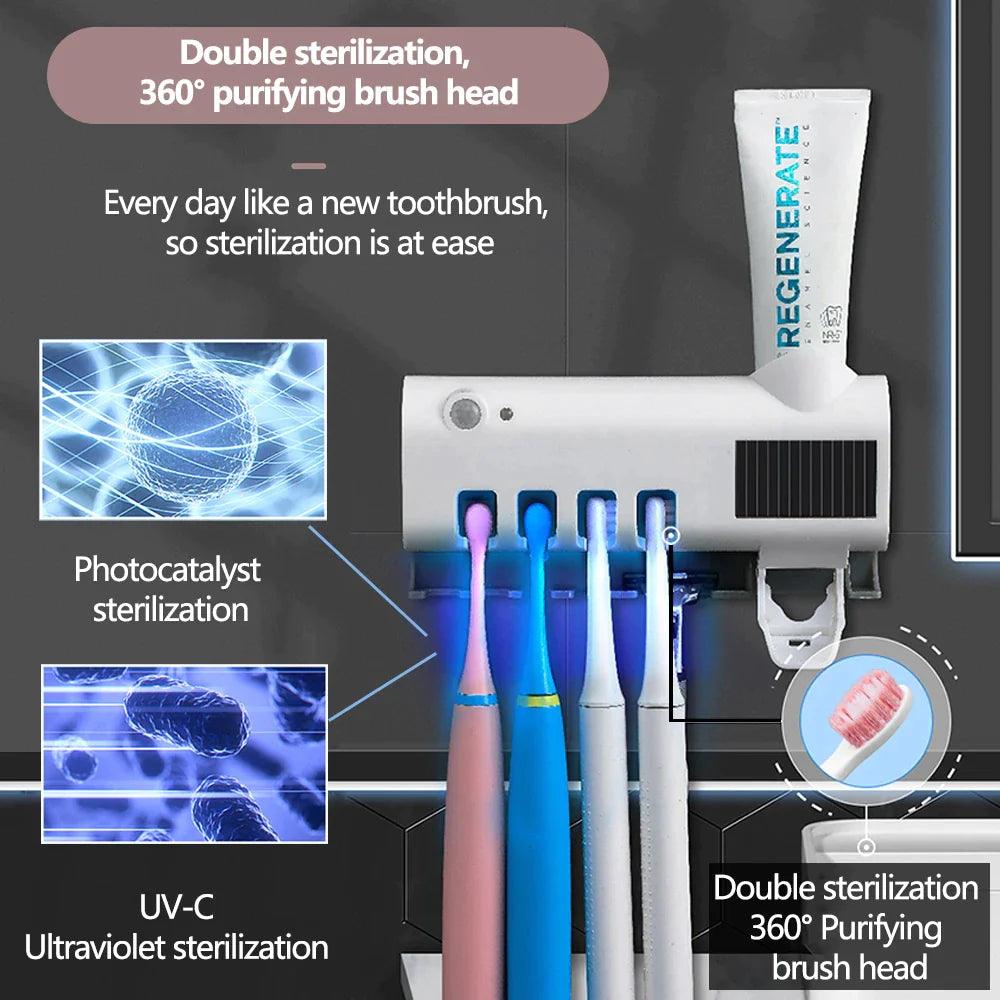 UV Light Sterilizer Toothbrush Holder Cleaner & Automatic Toothpaste Dispenser - District Goods