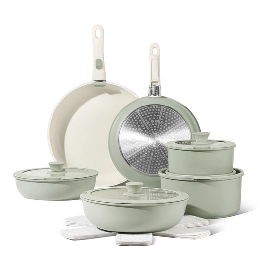 17-Piece Nonstick Cookware Set with Detachable Handle - District Goods