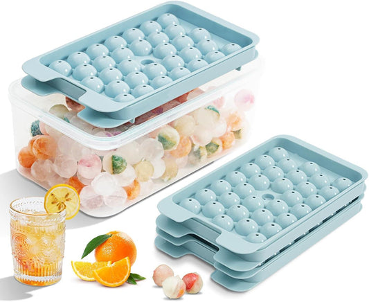Round Ice Cube Tray Set with Lid, Bin, and Scoop - District Goods