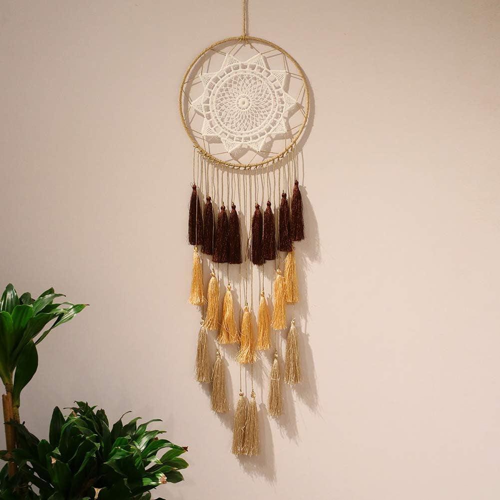 Handmade Macrame Dream Catcher Wall Hanging with Tassel Feather Ornament - District Goods