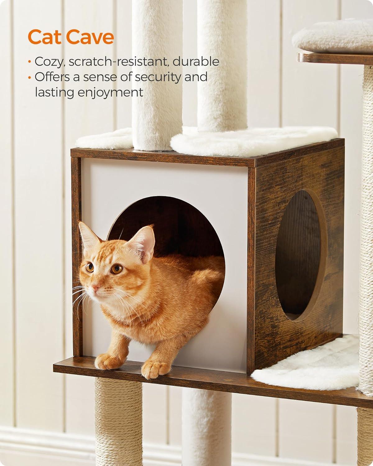 Modern 65-Inch Cat Tree with Multiple Levels and Scratching Posts - District Goods